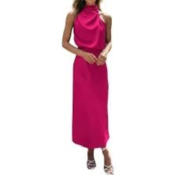NWT size XL women’s pink elephant long gown Maxi dress - Picture 1 of 9